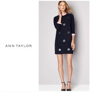 Ann Taylor - Faux Leather Dot Side Zip Dress